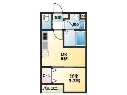 プルメリア(1DK/2階)の間取り写真