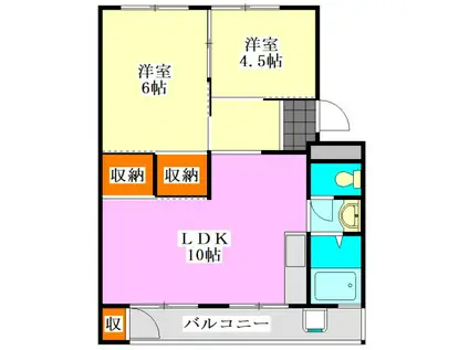 遠堀台ハイツ(3DK/4階)の間取り写真