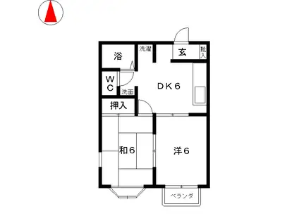 ソレイユ壱番館(2DK/2階)の間取り写真