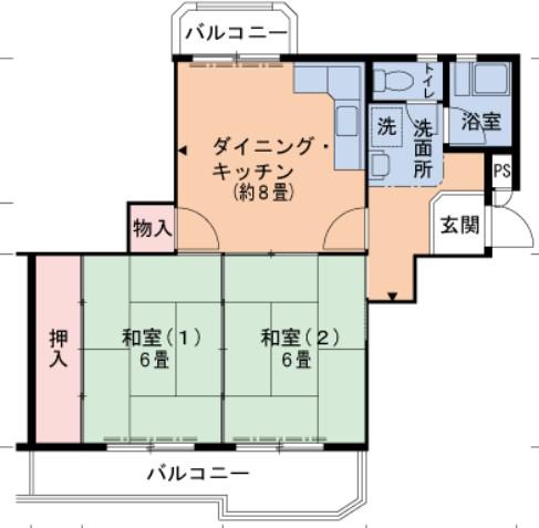 UR泉南尾崎(2DK/3階)の間取り写真