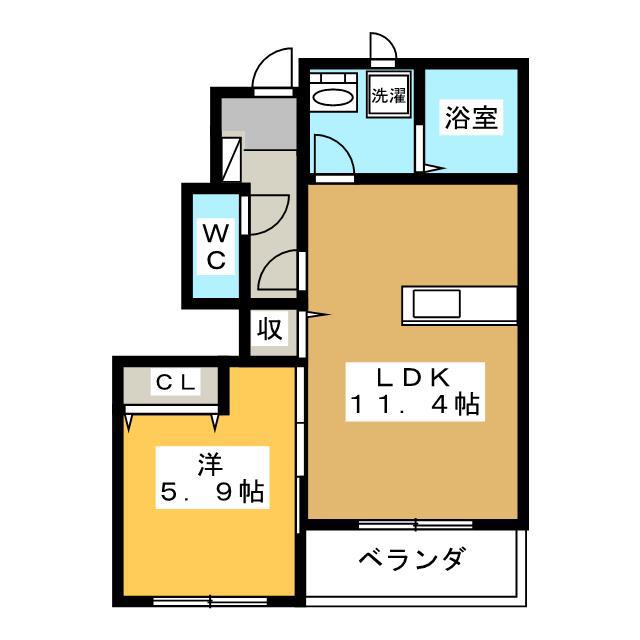 アーバンマツバラ(1LDK/1階)の間取り写真