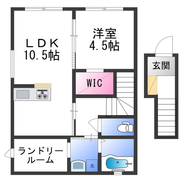 LEANARU加納(1LDK/2階)の間取り写真