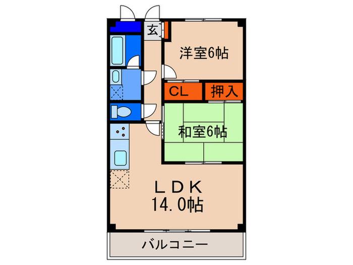 パレトール(2LDK/1階)の間取り写真