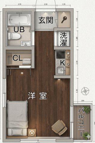 ダイドーメゾン垂水(ワンルーム/2階)の間取り写真