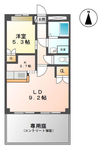 ファインコート北野I(1LDK/2階)の間取り写真