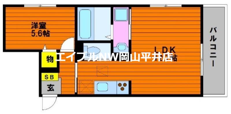チッタ・デ・国府(1LDK/1階)の間取り写真