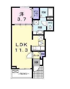 コリーヌ・ド・ミニヨン(1LDK/1階)の間取り写真