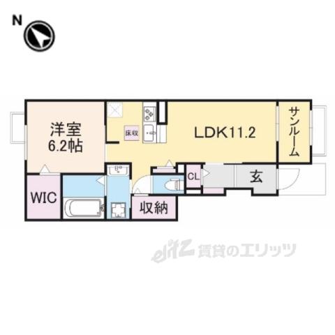 ヴェロ・クォーレ倉谷(1LDK/1階)の間取り写真