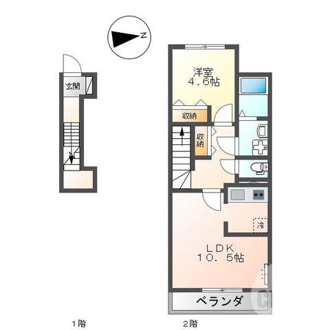 ルーフ パレス(1LDK/2階)の間取り写真