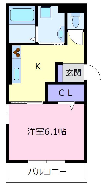 VILLA北花田D-ROOM(1K/2階)の間取り写真