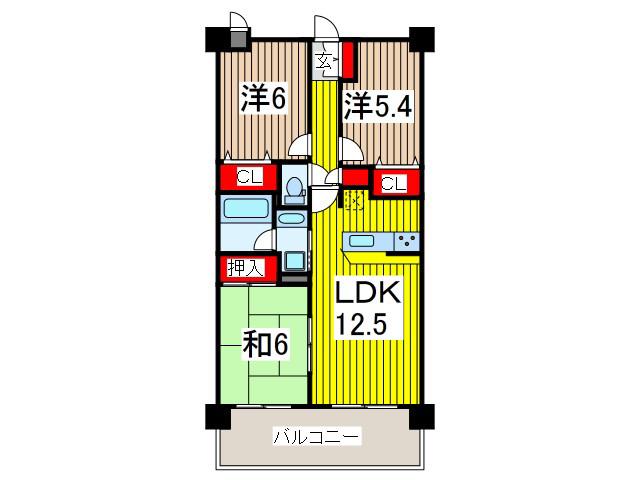 CASA DEL MARE(3LDK/4階)の間取り写真