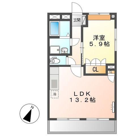 グランディールI(1LDK/2階)の間取り写真