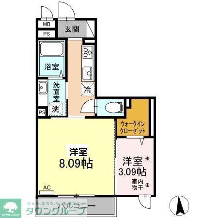 グランメゾン北野(2K/1階)の間取り写真