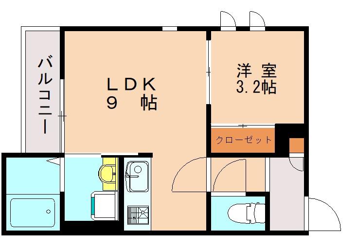 グランティック スタツィオーネ 香椎(1LDK/1階)の間取り写真