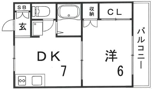 ロビンハイツ(1DK/2階)の間取り写真