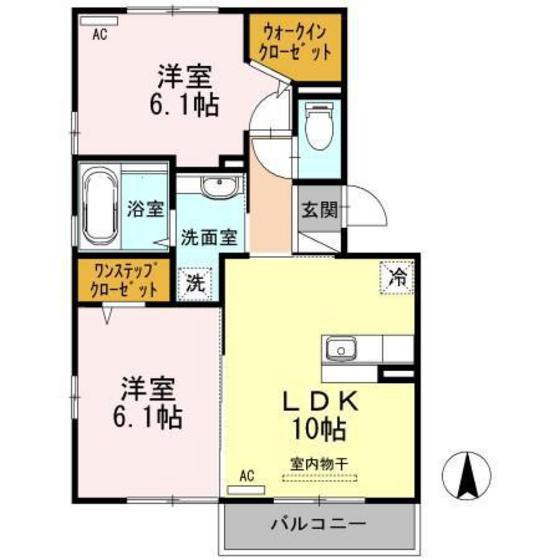 ソレイユA棟(2LDK/2階)の間取り写真