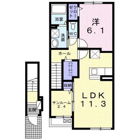 アスパイヤ(1LDK/2階)の間取り写真