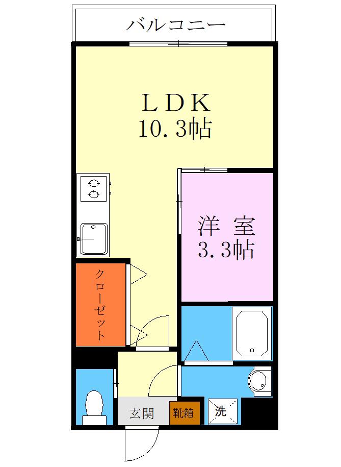 ラフレシーサ水前寺(1LDK/5階)の間取り写真
