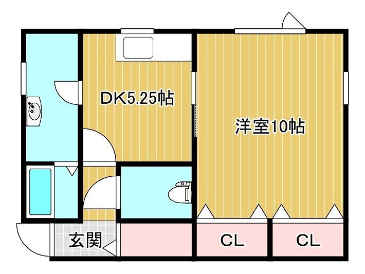 CLAIR(1DK/2階)の間取り写真