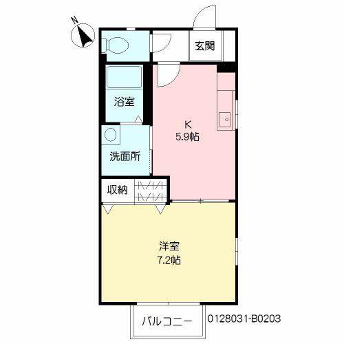 プランドールミニヨン B棟(1K/2階)の間取り写真