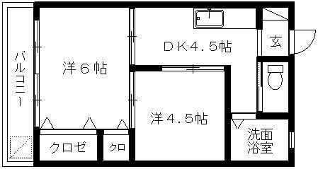 レジデンス伊藤(2K/1階)の間取り写真