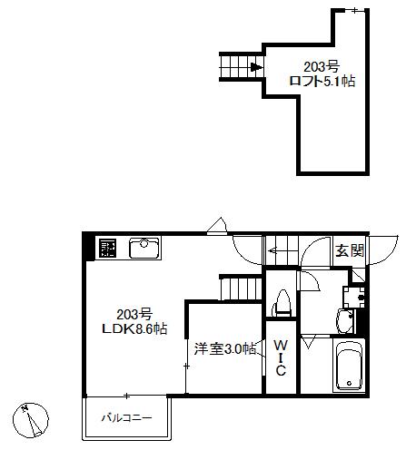 MAISON SOLEIL(1LDK/2階)の間取り写真