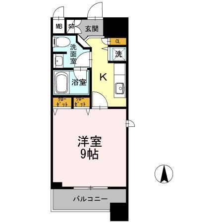 カスタリア堺筋本町(1K/11階)の間取り写真
