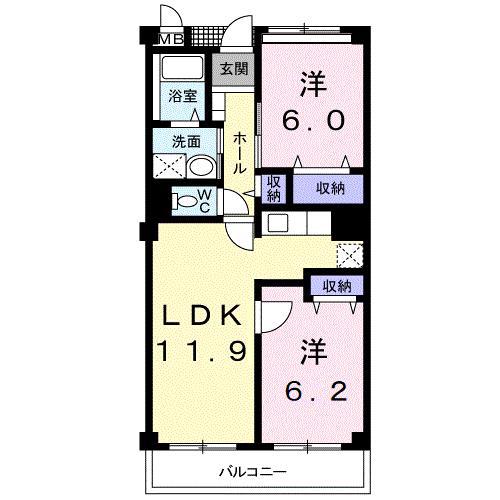 セレッソバーリオ(2LDK/2階)の間取り写真