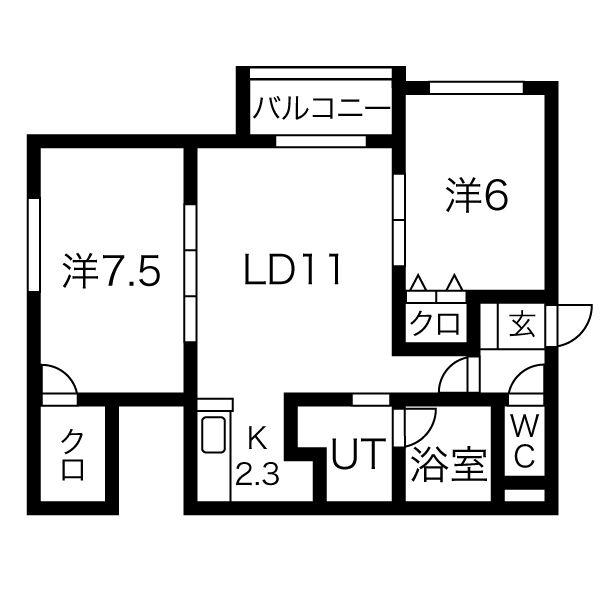 プレシャス333(2LDK/1階)の間取り写真