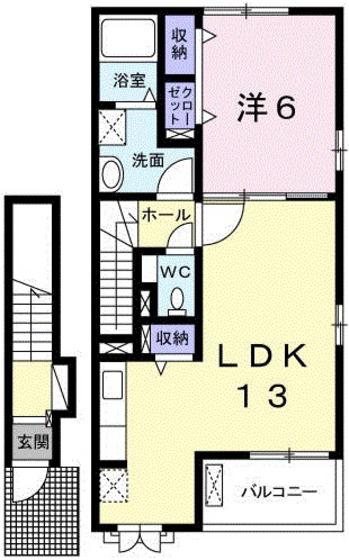 ハピネス沼田(1LDK/2階)の間取り写真