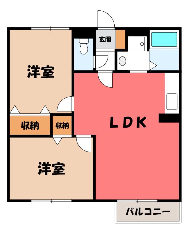 フォレストパークII(2LDK/2階)の間取り写真