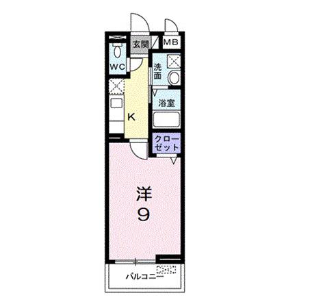 アミティハイツI(1K/2階)の間取り写真