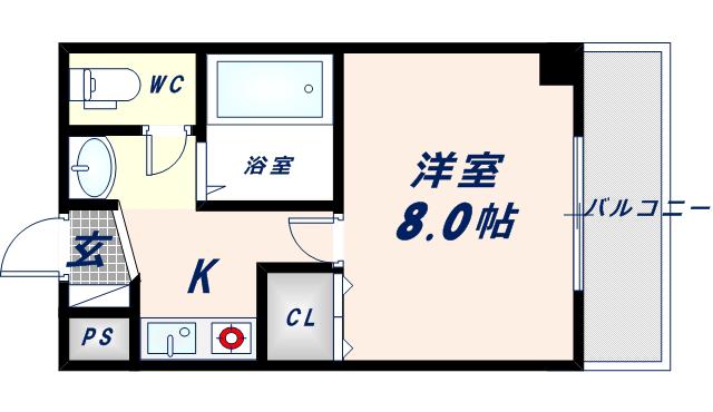 ロイヤルガーデン(1K/3階)の間取り写真