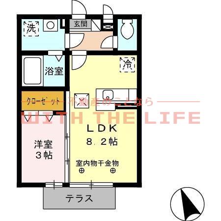 セジュール・ペルル(1LDK/1階)の間取り写真