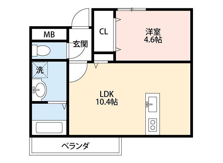 ウィンドヒル御殿山I(1LDK/2階)の間取り写真