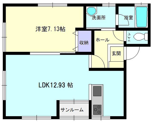 WITH(1LDK/1階)の間取り写真
