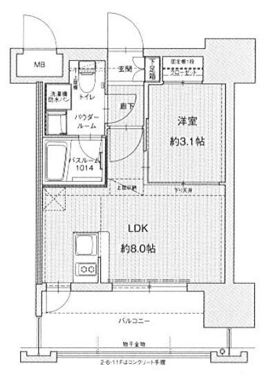 ドゥーエ赤坂(1LDK/7階)の間取り写真
