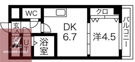 ONE ROOF FLAT FUKUSHIMA(1DK/8階)の間取り写真