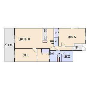 アイユー八事(2LDK/2階)の間取り写真