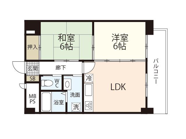 アンブシュール京橋(2LDK/7階)の間取り写真