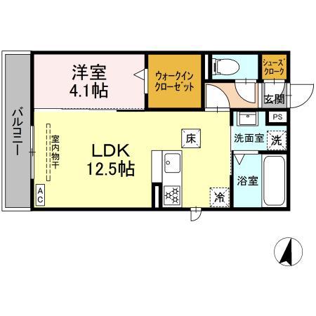 ピーノ・グランデ(1LDK/1階)の間取り写真