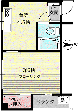 シャロンベテル(1K/2階)の間取り写真
