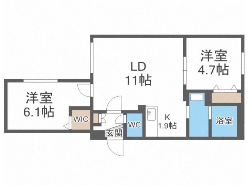 ラグジースペース南円山(2LDK/4階)の間取り写真