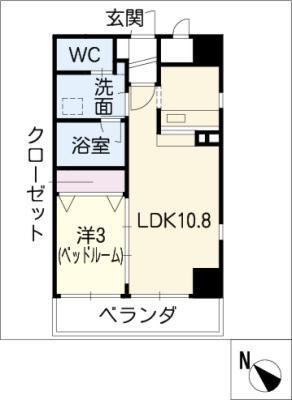 アルファパル伝馬(1LDK/3階)の間取り写真