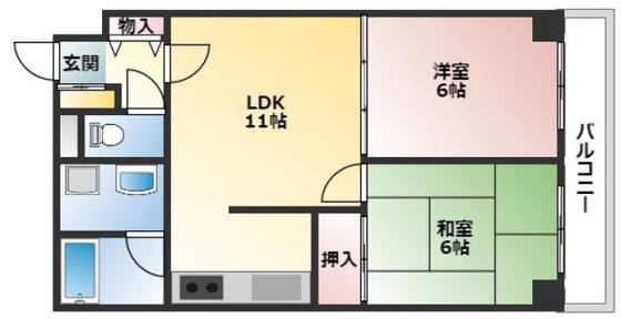 メゾンドタナカ(2LDK/3階)の間取り写真