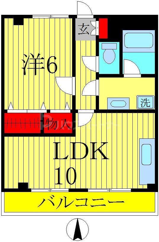 ルミエール花島(1LDK/2階)の間取り写真