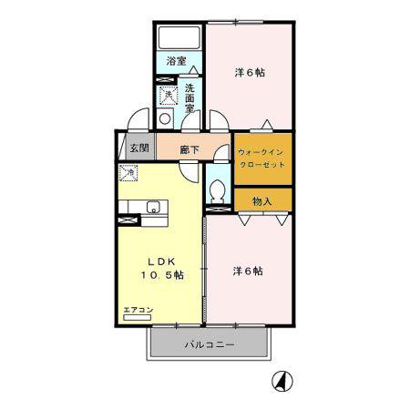 リリー坂下A/B(2LDK/2階)の間取り写真
