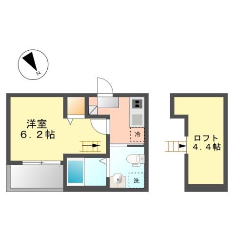 ヴァンクール中小田井(1SK/1階)の間取り写真
