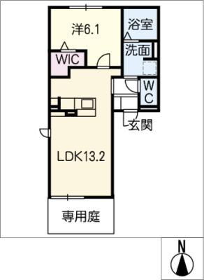 シルエラ(1LDK/1階)の間取り写真