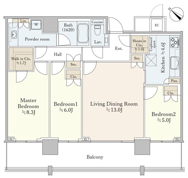 THE ROPPONGI TOKYO CLUB RESIDENCE(3LDK/32階)の間取り写真